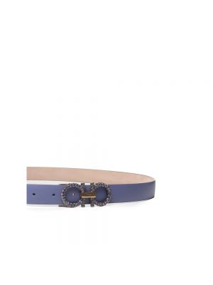 Cinturón de cuero con hebilla de cristal Salvatore Ferragamo azul