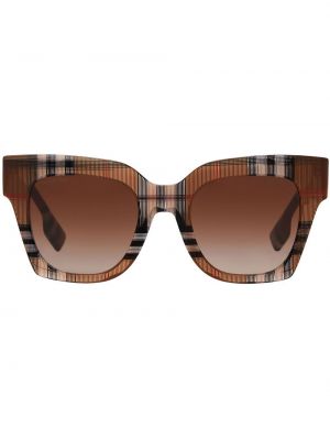 Kockované slnečné okuliare Burberry hnedá