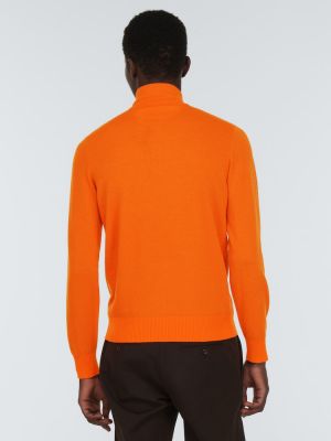 Кашмирен пуловер с цип Loro Piana оранжево