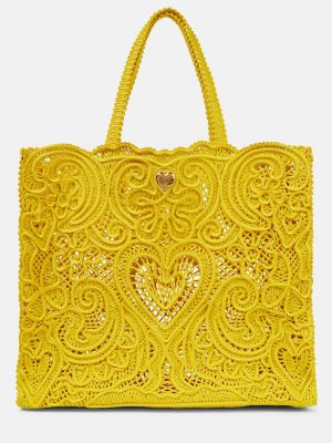 Čipkovaná nákupná taška Dolce&gabbana žltá
