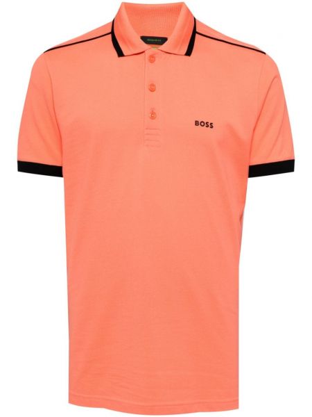 Pamučna polo majica s printom Boss narančasta