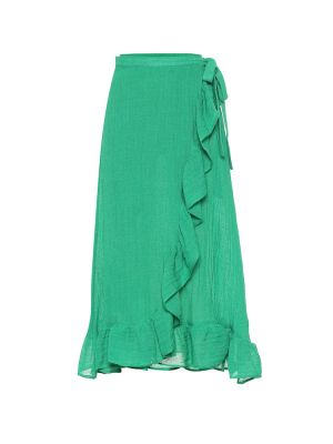 Lněné midi sukně s volány Lisa Marie Fernandez Zelené