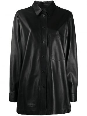 Camisa con botones de cuero Yves Salomon negro