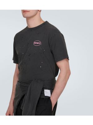 T-shirt distressed di cotone in jersey Satisfy nero