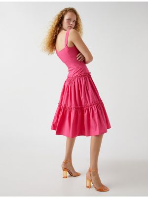 Платье миди с рюшами Koton розовый