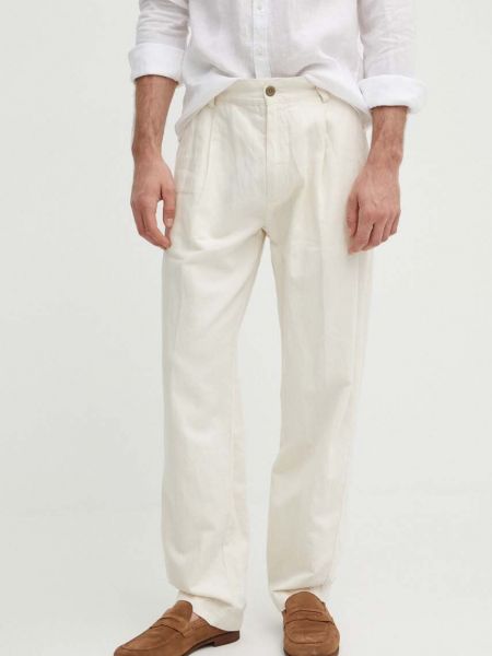 Pantaloni chino de in cu croială lejeră plisate Pepe Jeans bej