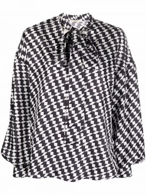 Camisa de seda con estampado con estampado geométrico Odeeh negro