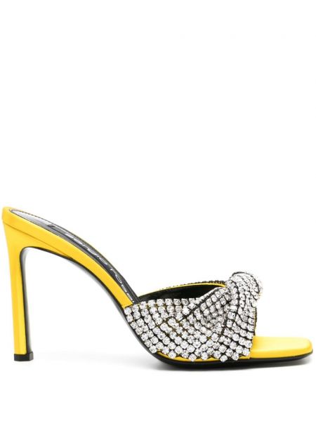 Papuci tip mules de cristal Sergio Rossi galben