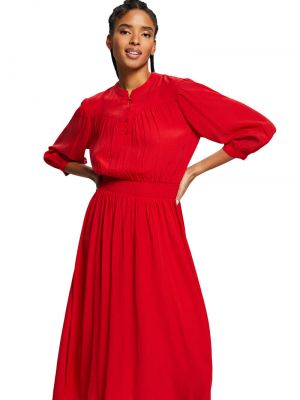 Однотонное платье миди Esprit красное