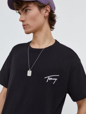 Тениска с дълъг ръкав с апликация Tommy Jeans черно