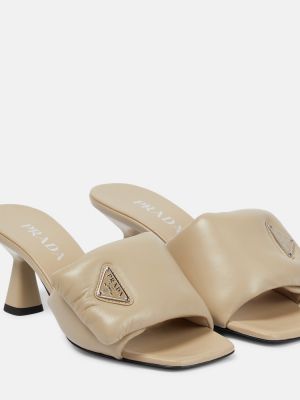 Kožené sandále Prada béžová
