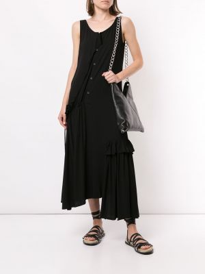 Vestido asimétrico drapeado Yohji Yamamoto negro