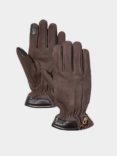 Шкіряні рукавички Timberland коричневі