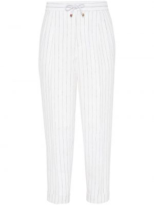 Λινό παντελόνι Brunello Cucinelli λευκό
