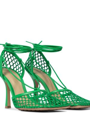 Кожени полуотворени обувки Bottega Veneta зелено