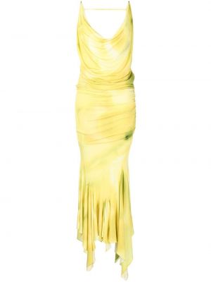 Коктейлна рокля с tie-dye ефект The Attico жълто