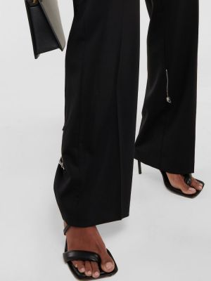 Vlnené rovné nohavice s vysokým pásom Jacquemus čierna