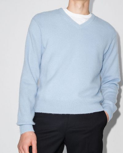Jersey con escote v de tela jersey Tom Ford azul