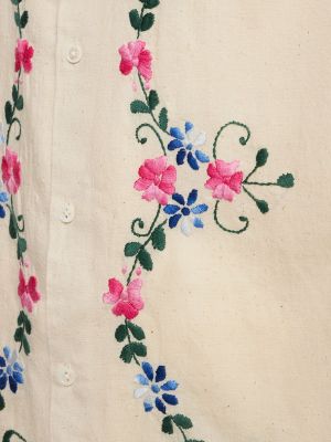 Haftowana koszula bawełniana w kwiatki Harago biała