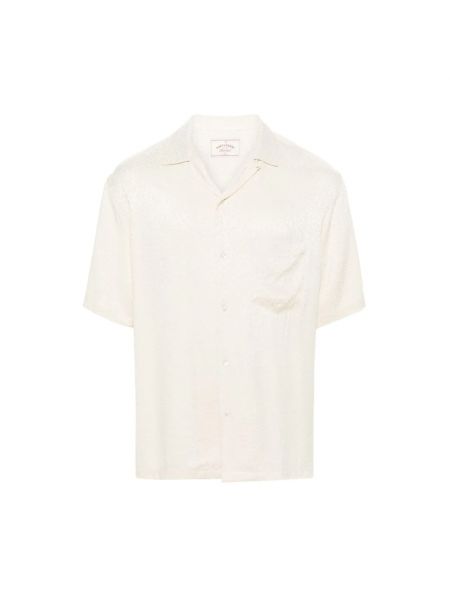 Koszula w panterkę żakardowa flanelowa Portuguese Flannel biała