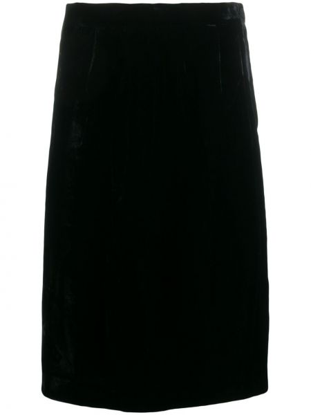 Sametové midi sukně s vysokým pasem na zip Emanuel Ungaro Pre-owned - černá