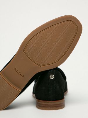 Semišové mokasíny na podpatku na plochém podpatku Aldo černé