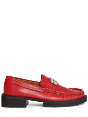 Pantofi loafer din piele Ganni roșu