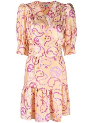 Trykt floral silke dress Sandro gul