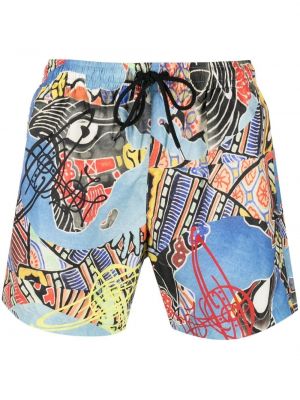 Abstrakt trykk trykt shorts Vivienne Westwood blå