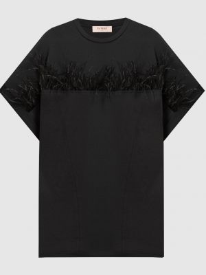Черная футболка с перьями Twinset