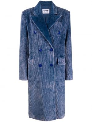 Menčestrový kabát Moschino Jeans modrá