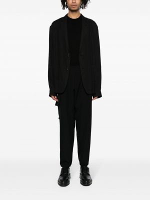 Vilnonės „cargo“ stiliaus kelnės su kišenėmis Yohji Yamamoto juoda