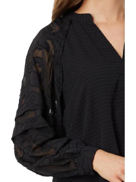 Блузка с v-образным вырезом с длинным рукавом Vince Camuto черная