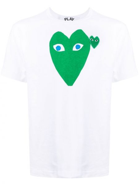 Βαμβακερή μπλούζα με σχέδιο με μοτίβο καρδιά Comme Des Garçons Play λευκό