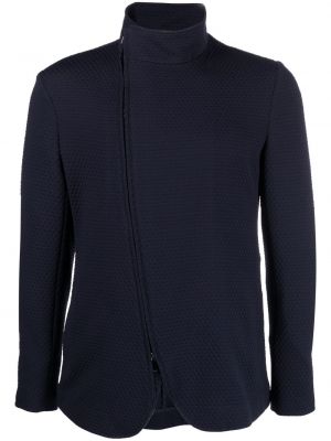 Strikket zip lang jakke Emporio Armani blå