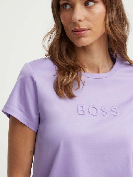 Koszulka bawełniana Boss fioletowa