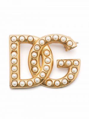 Broche con perlas con apliques Dolce & Gabbana dorado
