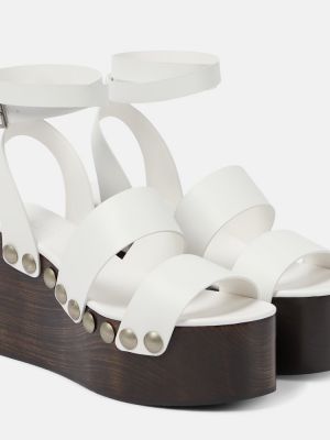 Kožené sandále na kline Alaã¯a biela