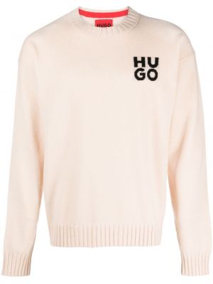 Вълнен пуловер Hugo бежово