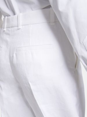 Pantalon taille haute en lin en coton Chloé blanc