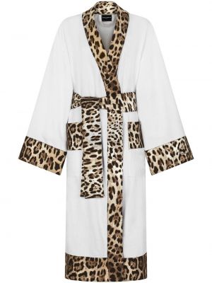Памучен халат с принт с леопардов принт Dolce & Gabbana