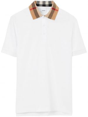 Rūtainas polo krekls ar apdruku Burberry balts