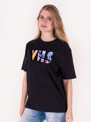 Bavlnené tričko s krátkymi rukávmi Yoclub čierna