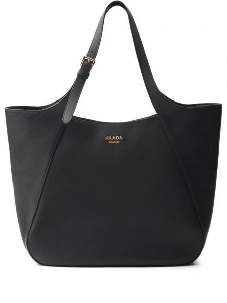 Leder shopper handtasche Prada schwarz