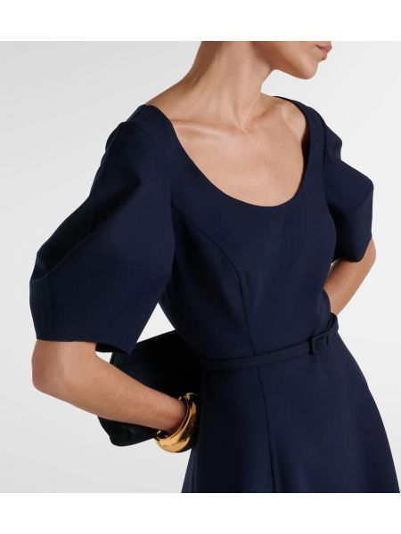 Robe mi-longue en laine Oscar De La Renta bleu