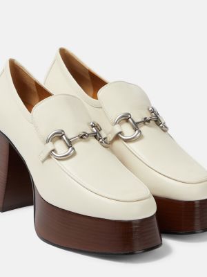 Kožené loafersy na platforme Gucci biela