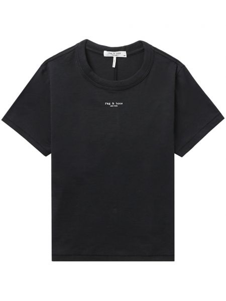 Βαμβακερή μπλούζα με σχέδιο Rag & Bone μαύρο