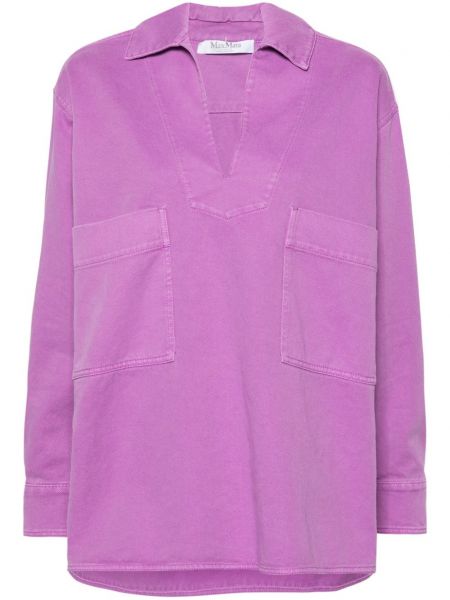 Памучна блуза с v-образно деколте Max Mara виолетово