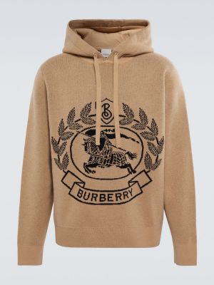 Jacquard vunena hoodie s kapuljačom Burberry bež