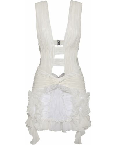 Копринена мини рокля Dsquared2 бяло